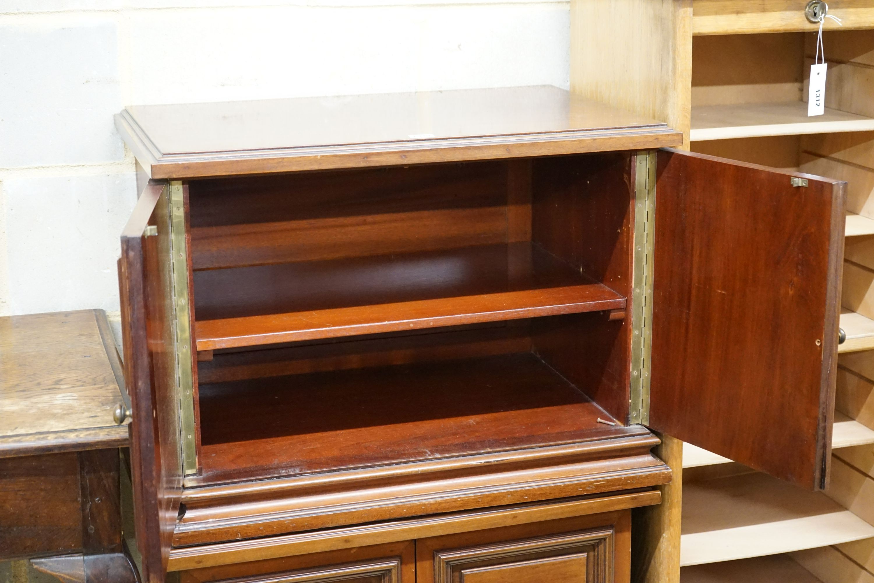 A pair of Edwardian mahogany table top cabinets, width 70cm, depth 45cm, height 100cm